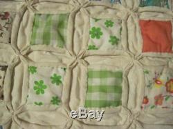 Vintage Cathedral Window Quilt Handmade 68 x 83 700+ Squares Hand Sewn