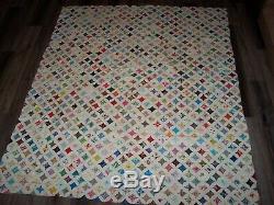 Vintage Cathedral Window Quilt Handmade 76 x 89 Squares Hand Sewn