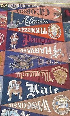 Vintage College University Felt Pennants Lot of 36 handmade quilt TRAVEL/STATES