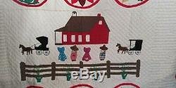 Vintage Colorful Amish Handmade Quilt Good Condition 96 X 72
