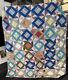 Vintage Colourful Handmade Diamond Patchwork Quilt 70 X 82 Rectangle Full