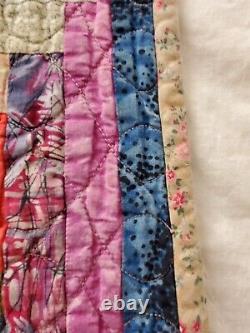 Vintage Cotton Colorful Handmade Quilt Diamonds Rectangles Squares 70x77