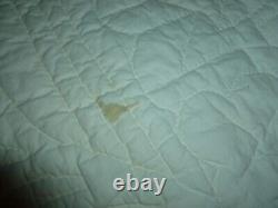 Vintage Cotton SEWN Hand Embroidered Stitched Quilt 72x86