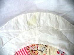 Vintage Country Chic Double Wedding Ring Handmade Quilt & Sham 82x64 Scallop Edg