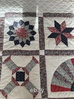 Vintage Countrycore Handmade Patchwork Quilt 80 x 80 Square Sold As Is