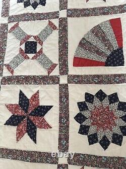 Vintage Countrycore Handmade Patchwork Quilt 80 x 80 Square Sold As Is