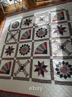 Vintage Countrycore Handmade Patchwork Quilt 80 x 80 Square Sold As Is