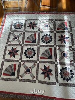 Vintage Countrycore Handmade Patchwork Quilt 80 x 80 Square Sold As Is