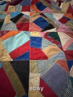 Vintage Crazy Corduroy Patchwork Quilt 45x70