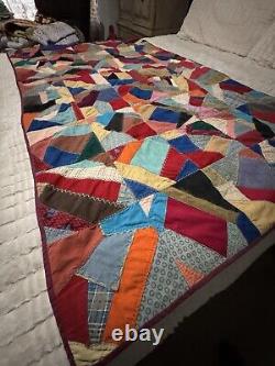 Vintage Crazy Corduroy Patchwork Quilt 45x70