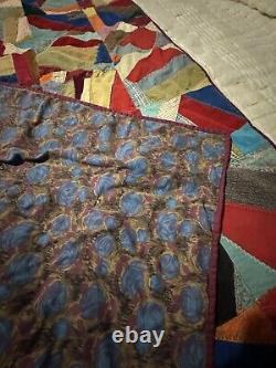 Vintage Crazy Corduroy Patchwork Quilt 45x70