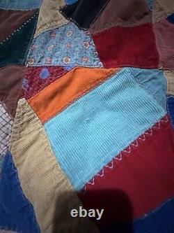 Vintage Crazy Corduroy Patchwork Quilt 45x70