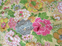 Vintage Crazy Quilt 60 x 80 Mixed Textile Tied Quilt Floral, Primitive Handmade