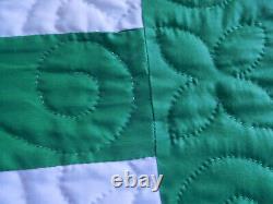 Vintage DRESDEN PLATE HANDMADE QUILT HAND STITCHED PATCHED PRISTINE 84X100