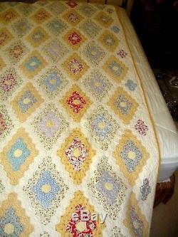 Vintage Diamond Design Handmade Quilt
