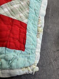 Vintage Double Sided Patchwork Feed Sack Quilt 74X77