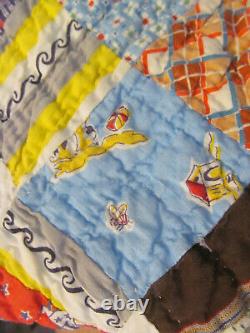 Vintage Double Wedding Ring Handmade QuiltHand QuiltedGreat Prints! 76x90