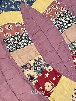 Vintage Double Wedding Ring Quilt 80 x 75