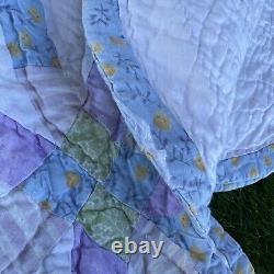 Vintage Double Wedding Ring Quilt Handmade Cotton Patchwork Cottagecore