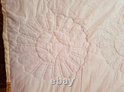 Vintage Dresden Plate Quilt Handmade Hand Quilted 69 x 83 1930s 1940s