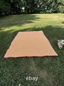 Vintage Embroidered Patchwork Panels Handmade Quilt 48 State Birds And Flowers