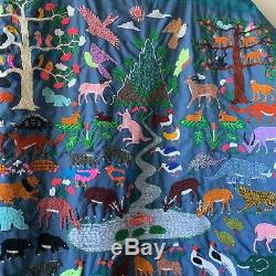 Vintage Embroidered Woodland Animals Incredible Detail Quilted Jacket Boho O/S