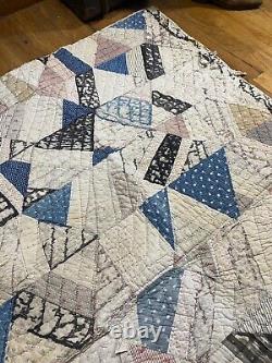 Vintage Farmhouse Crazy Quilt 1900s Handmade Antique Patchwork Distressed