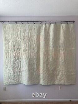 Vintage Farmhouse Quilt Handmade Nine Patch with Green Sashing