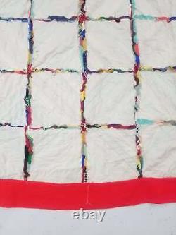 Vintage Feed Sack Handmade Batik Lap Multicolor Quilt 103x84 inch