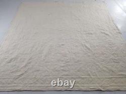 Vintage Feed Sack Multicolor Bear Claw Hand Stitched Quilt 85x84 in