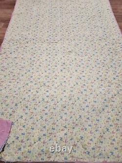 Vintage Feed Sack Quilt Honeycomb Hexagon Handmade Hand Stitched For Rescue
