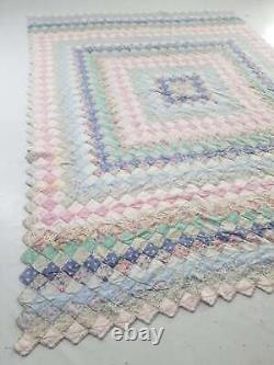 Vintage Feed Sack Trip Around The World colorfull Quilt 100x72 inch