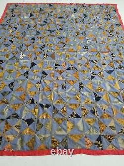 Vintage Feedsack Colourfull Block Pattern Quilt 96x77 inch