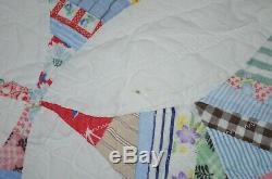 Vintage Feedsack Flour Sack Patchwork Quilt Handmade 61x76 Pieced Multicolor