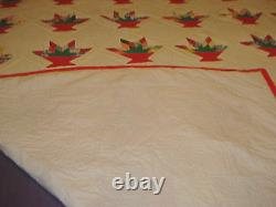 Vintage Flower Basket Hand Stitched Patchwork Applique Quilt/bedspread/comforter
