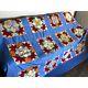 Vintage Flower Floral Quilt Top 88 X 70 Bright Colors Handpieced