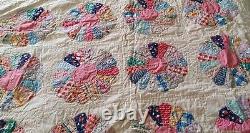 Vintage Flower Quilt Handmade Quilted approximately 65x 80 Gorgous