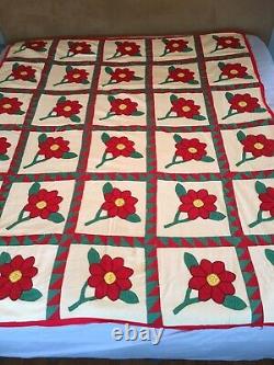 Vintage Flower Quilt TOP, Hand Pieced and Hand Applique! 64x76