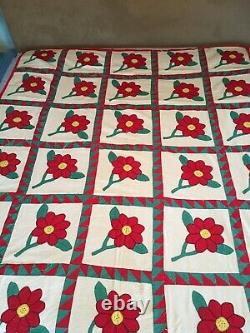 Vintage Flower Quilt TOP, Hand Pieced and Hand Applique! 64x76