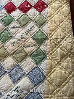 Vintage Friendship Quilt Texarkana Texas Dated 1933 Hand Quilted 84 x 68