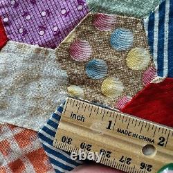 Vintage From 1940's Feed Sack Hexagon Quilt Top You Can Finish