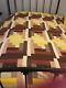 Vintage Full/queen Handmade Patchwork Cotton Cabin Style Quilt Brown Multi-color