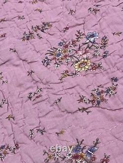 Vintage Grandma's Garden Floral Quilt Hand Sewn Patchwork Hand Pieced 93x73