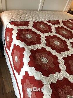 Vintage Grandmas Garden Hand Made & Quilted Quilt 109 X 90 5 Star Free Ship