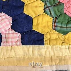 Vintage Grandmother's Garden Style Flower Quilt 77x64 Well Made Hand Stitched
