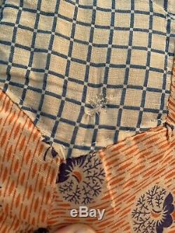Vintage Grandmothers Flower Garden Pattern Cotton Handmade Feed sack Quilt