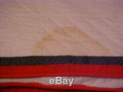 Vintage HAND MADE QUILT, TEXAS STAR, LOTSA RED