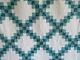 Vintage Handmade Patchwork Quilt, Irish Chain, King 100 X 98, Teal White Beauty