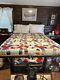 Vintage Hand Embroidered Hand Stitched & Quilted Multicolor 76x 90