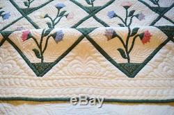 Vintage Hand Made Carolina Lily Bed Quilt 100 X 80 Hand Quilted Hand Appliqued